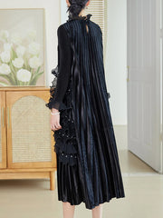 Truly Plissé Beaded Ruffle Dress
