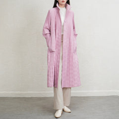 Luxury Pleated Quilted Long Coat