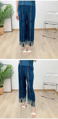 Plissé Pleated Denim-Inspired Shirt & Pants