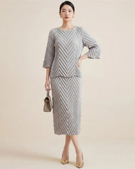 Luxury Two-Piece Pleated Set