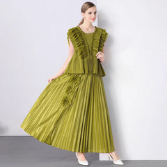 Japanese Plissé 2-Piece Skirt Set