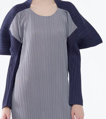 Luxury Plissé Fan-Shoulder Dress