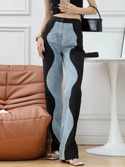 HEYFANCYSTYLE High Waist Wave Jeans