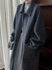 Women's Luxe Wool Long Zip-Up Oversized Coat