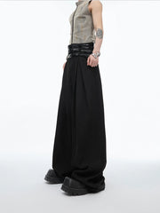 Designer Black Baggy High-Waist Pants