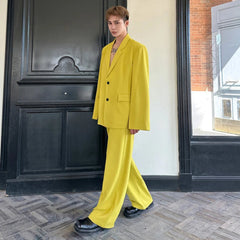 Canary Yellow Relaxed Fit Suit for Men