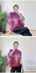 Pleated Ombre Blouse Top