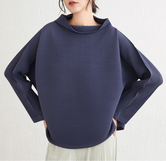 Luxury Plissé Long-Sleeve Top