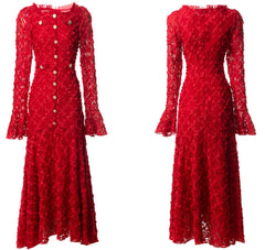 Luxury Floral Textured Lace Dress