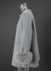 Luxury Woolen Faux Fur Coat