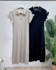 Elegant Plisse Ruffle Sleeve Dress