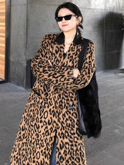 Ava Classic Leopard Wool Trench Coat
