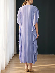 Luxury Plissé Ruffle Kaftan Dress