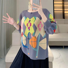 Elegant Plissé 3/4 Sleeve Cardigan