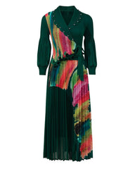 Elegant Micro-Pleated Wrap Dress