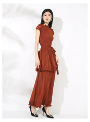 Truly Sleeveless Chiffon Plissé Pleated Dress