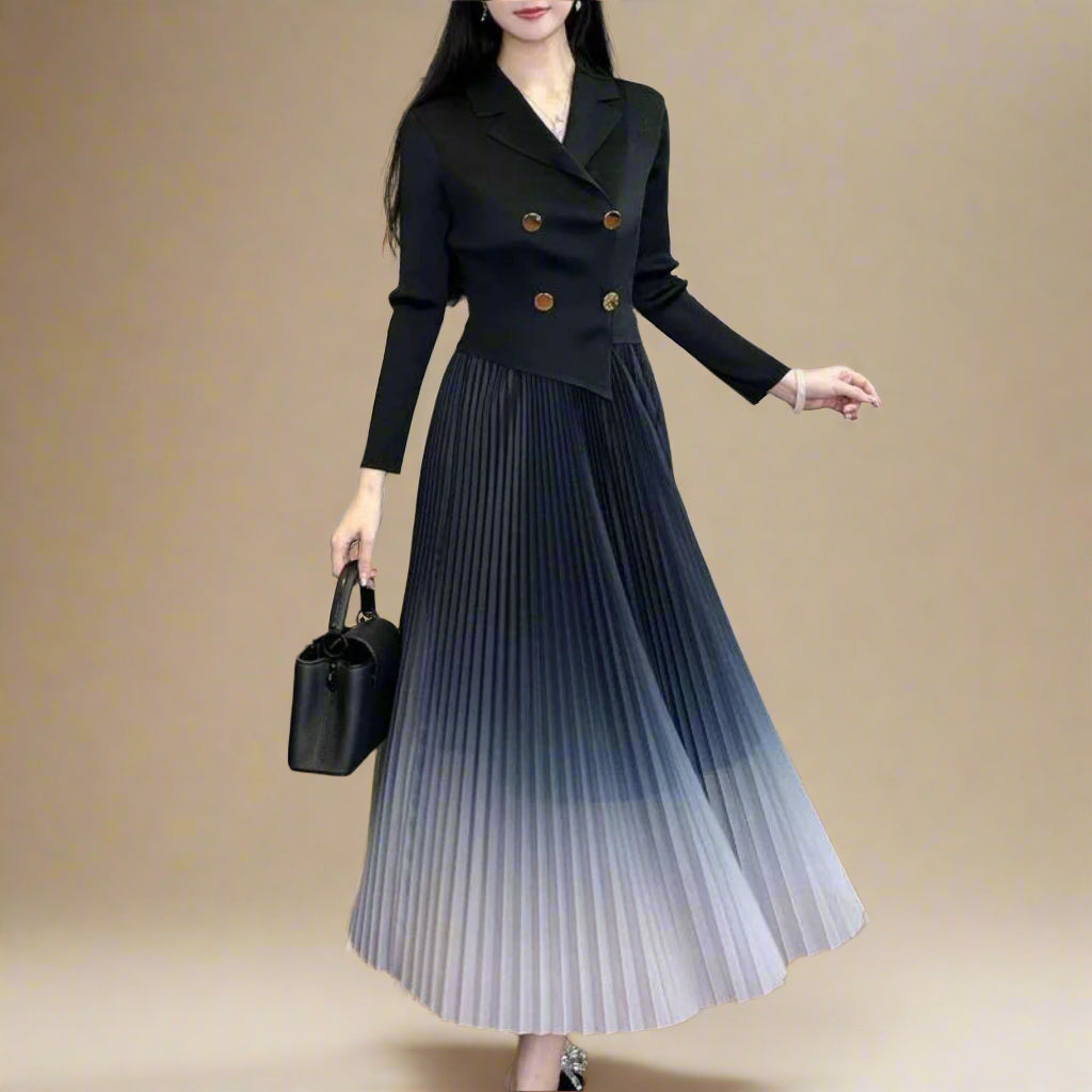 Ombre Pleated Blazer Dress