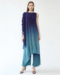 Asymmetric Pleated Trouser Set