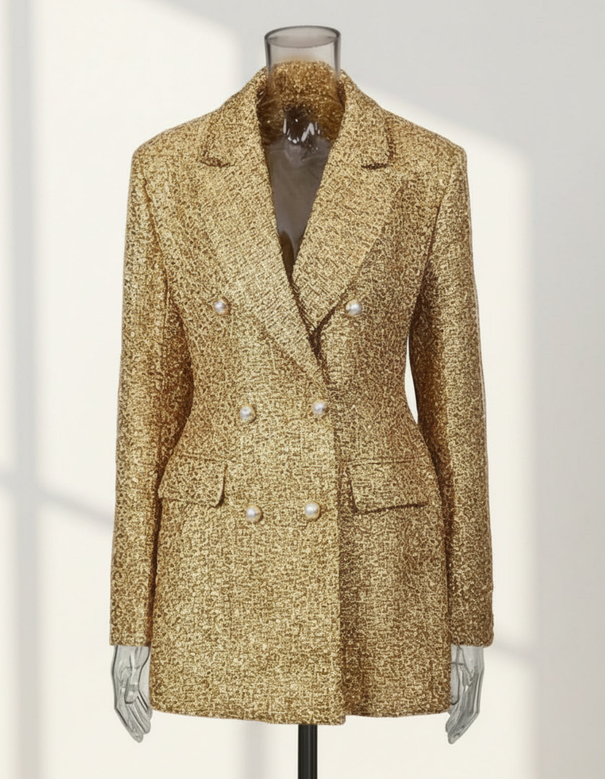 Gold Metallic Tweed Blazer