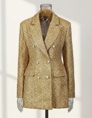 Gold Metallic Tweed Blazer