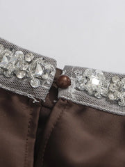 Crystal-Adorned Draped Blouse