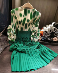 Luxury Plissé Ruffle Sleeve Dress