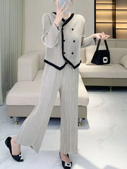 Pleated Pant Suit - Designer Inspired Two-Piece Set