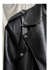 Men's Faux Leather Extra Long Trench Coat | Luxury Streetwear