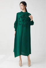 Luxe Pleated Dress with Sleeves