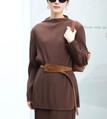 Pleated Mock-Neck Top