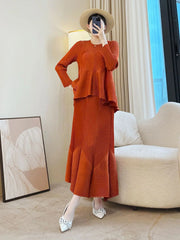 Luxury Modern Pleats Skirt Set