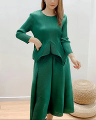 Formal Plissé Peplum Skirt Set
