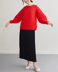 Thick Pleats Balloon-Sleeve Top