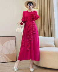 Elegant Pleated Ruffle Dress