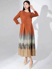 Luxury Pleated 3/4 Sleeve Dress