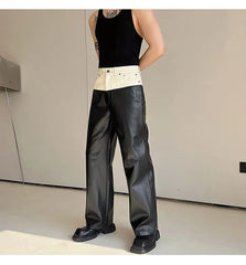 Men's Monochrome Faux Leather Pants