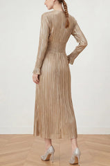 Luxury Pleated Metallic Dress