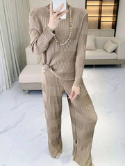 Luxury Pleated Ribbed 2-Piece