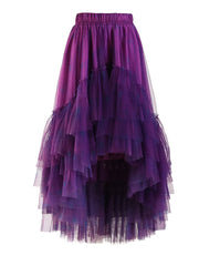 Asymmetric Tiered Tulle Ruffle Skirt