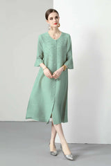 Premium Pleated Blouse Dress