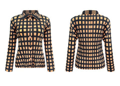 Luxury Pleated Grid  Blouse