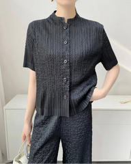Luxury Pleated Wide-Leg Set