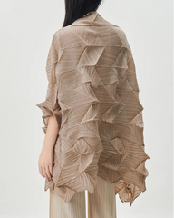 Luxury Plissé High-Neck Top