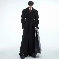 Men's Extra Long Wool Trench Coat - Cozy Luxury