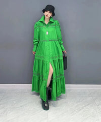 HEYFANCYSTYLE Green Casual Maxi A-Line Dress