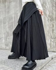 Pleated Asymmetric Palazzo Pants