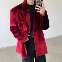 Luxury Men's Red Velvet Blazer