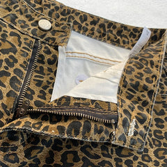 HEYFANCYSTYLE Leopard Denim Flare Pants