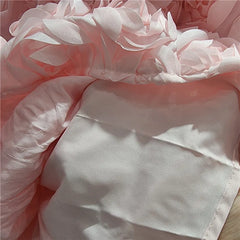 Rose Tulle Romantic Flared Midi Skirt