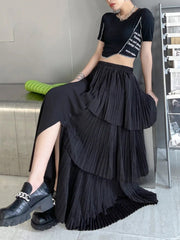 HEYFANCYSTYLE Luxe Black Irregular Cake Skirt
